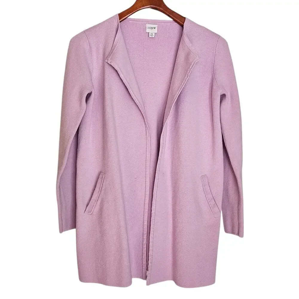 J. Crew Juliette Sweater Blazer Collarless Open Front Lavender Size XS